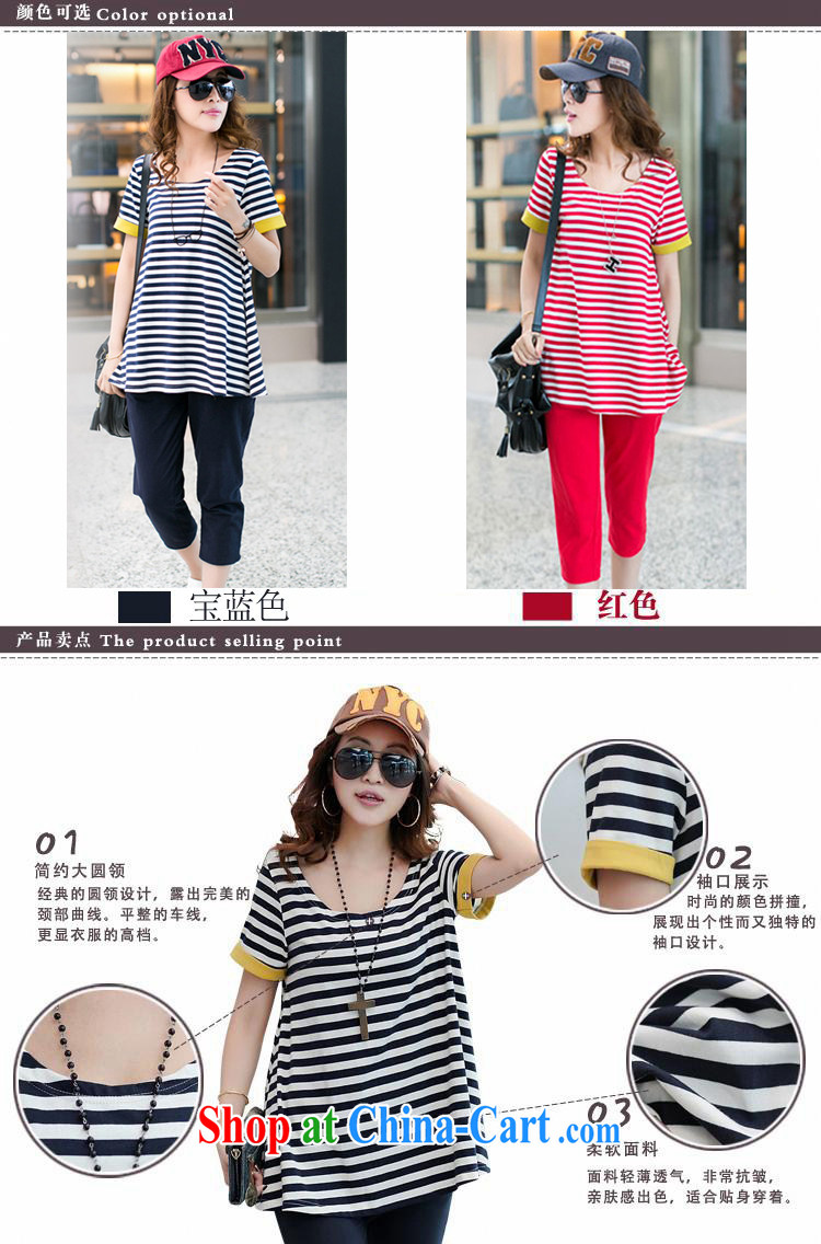 According to take care spring new 2015 uniforms King, female Korean version mm thick summer cotton striped short-sleeved Leisure package blue XXXXL pictures, price, brand platters! Elections are good character, the national distribution, so why buy now enjoy more preferential! Health