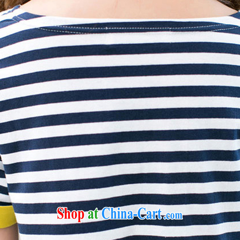 According to take care spring new 2015 uniforms King, female Korean version mm thick summer wear cotton striped short-sleeved Leisure package blue XXXXL, according to take care, and shopping on the Internet