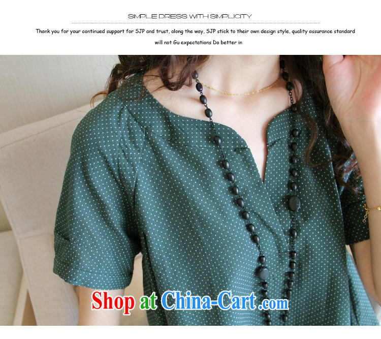Solid Color has always list summer 2015 New New women with thick mm larger female Korean loose video thin V collar wave point short-sleeve, long, solid dress female Tibetan cyan XXL pictures, price, brand platters! Elections are good character, the national distribution, so why buy now enjoy more preferential! Health