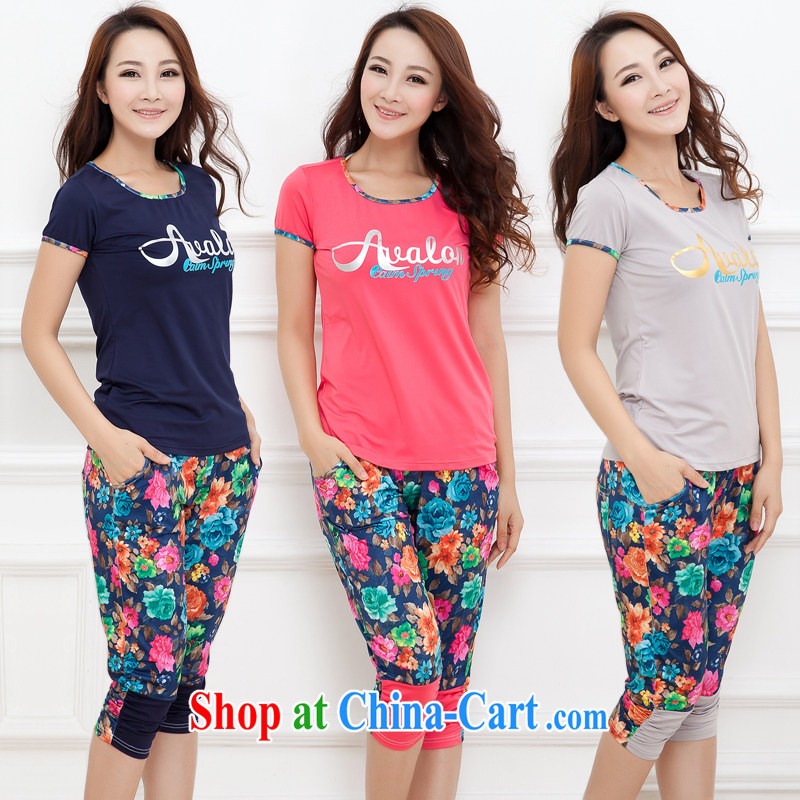 Increase the emphasis on MM summer 2014 New, and indeed increase, female Korean version thick sister King code leisure package floral short-sleeved sport kit of red 4 XL recommendations 180 - 200 jack, and the US, and, on-line shopping