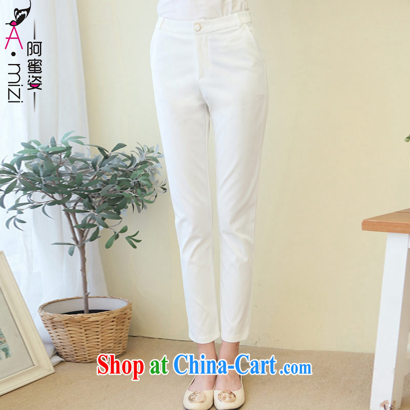 The honey and diverse expertise, the dress code female Korean style summer comfort waist graphics skinny pin 9 pants girls 9101 white XL, the honey, and the Code female, shopping on the Internet