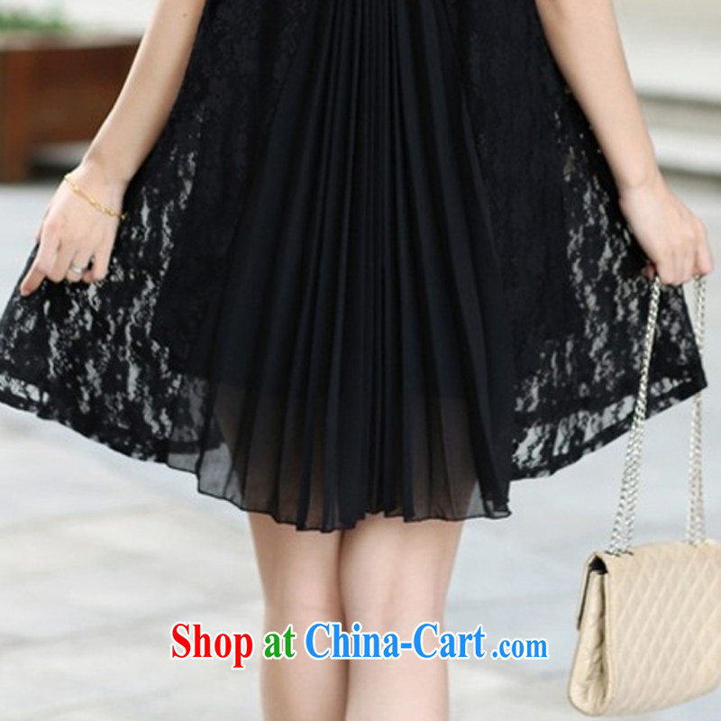 From here you can focus on MM summer 2015 new Korean version thick sister lace T-shirt fat people video thin large, snow-woven dresses - 5042 black XXXXL, here (KOSHION), online shopping