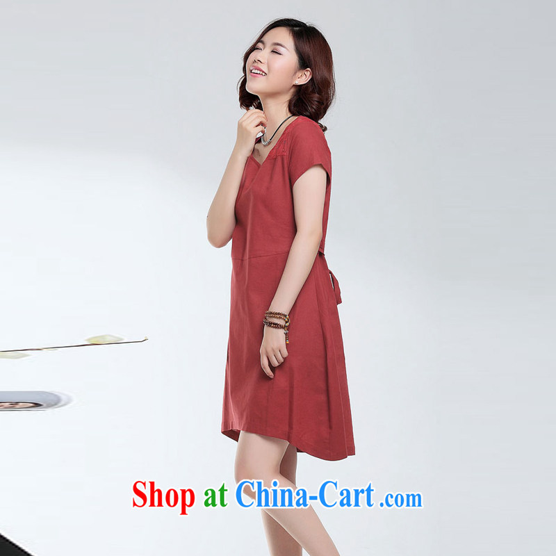 The Ju-Yee Nga summer new, larger female fat sister, older mothers with the cotton dress Y 90,186 maroon XXXL, Yu Yee Nga, shopping on the Internet