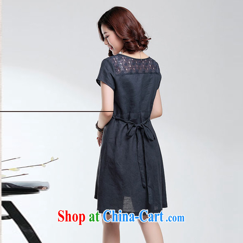 The Ju-Yee Nga summer new thick sister in cultivating older mothers with short-sleeved cotton the larger female dresses Y 90,186 Tibetan cyan XXXL, Ju-yee Nga, online shopping