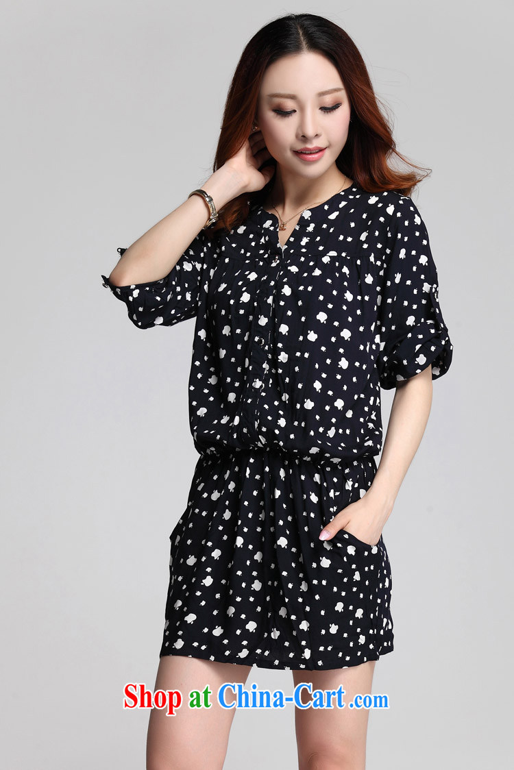 Loved summer Korean Elasticated waist thick MM graphics thin stamp larger female short-sleeve dress 3535 black XXXXL pictures, price, brand platters! Elections are good character, the national distribution, so why buy now enjoy more preferential! Health