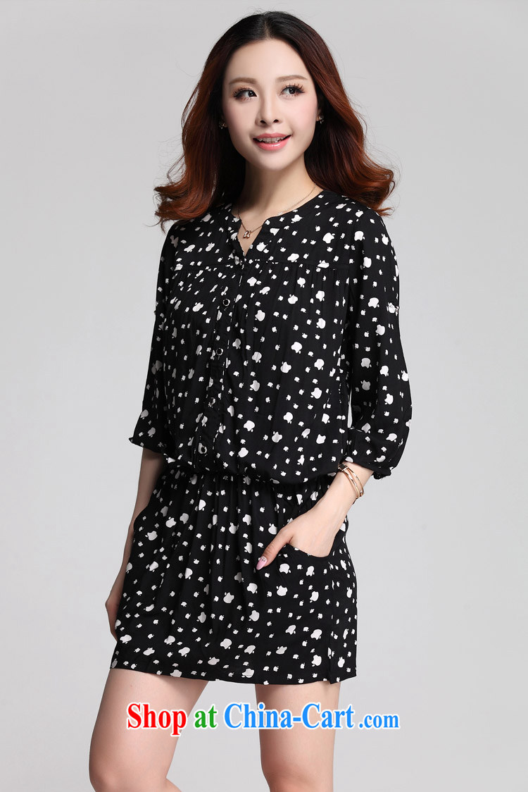 Loved summer Korean Elasticated waist thick MM graphics thin stamp larger female short-sleeve dress 3535 black XXXXL pictures, price, brand platters! Elections are good character, the national distribution, so why buy now enjoy more preferential! Health