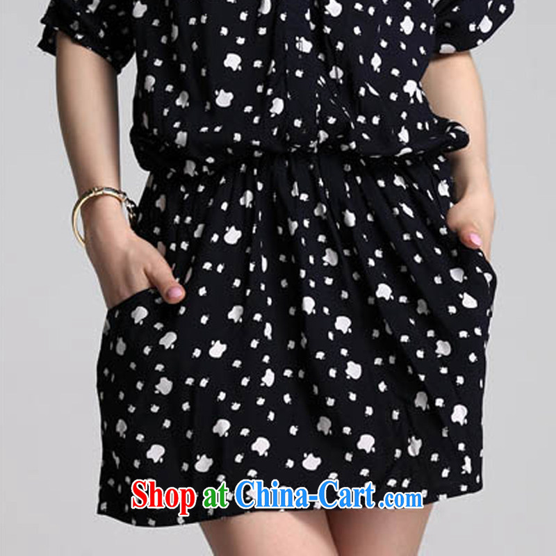 Loved summer Korean version Elasticated waist thick MM graphics thin stamp the code dress short sleeve dress 3535 black XXXXL, loved (Tanai), online shopping