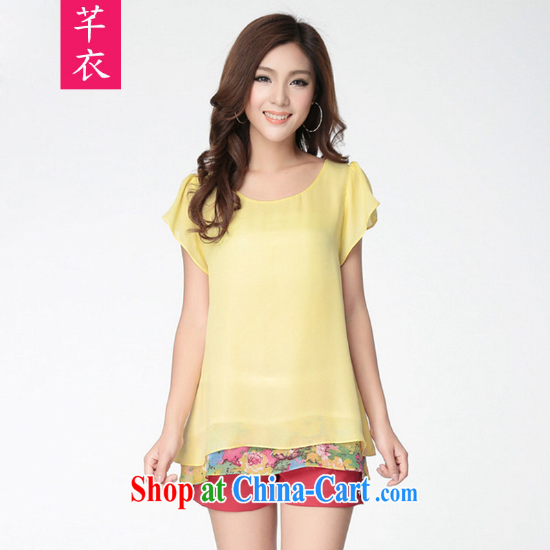 Constitution, and indeed increase, the Netherlands 2015 summer new Snow-woven shirts thick mm XL female T shirts loose cuff dolls leave two snow woven shirts yellow large XL 3 160 - 175 jack