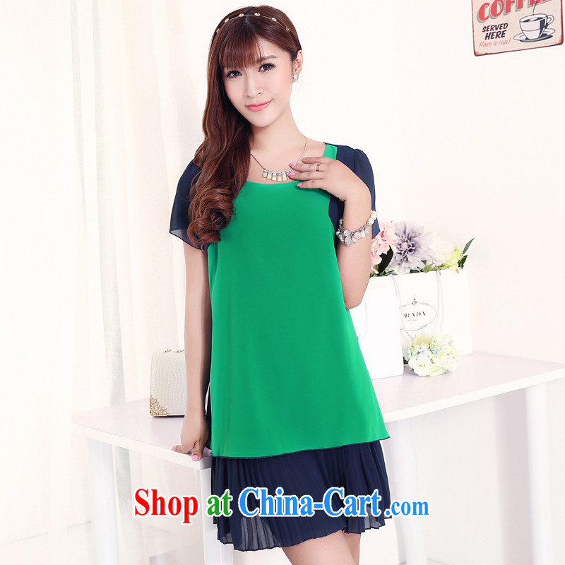 mm thick summer 2015 new XL girls thick sister 100 hem snow woven double-yi skirt hit color tile green 4 XL recommendations 180 - 200 jack