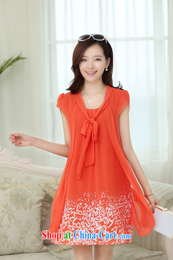 The European short-sleeved dresses girls in Long skirts, Korean version of the greater code female snow woven skirt thick mm video thin elderly mother with orange XXXXXL pictures, price, brand platters! Elections are good character, the national distribution, so why buy now enjoy more preferential! Health