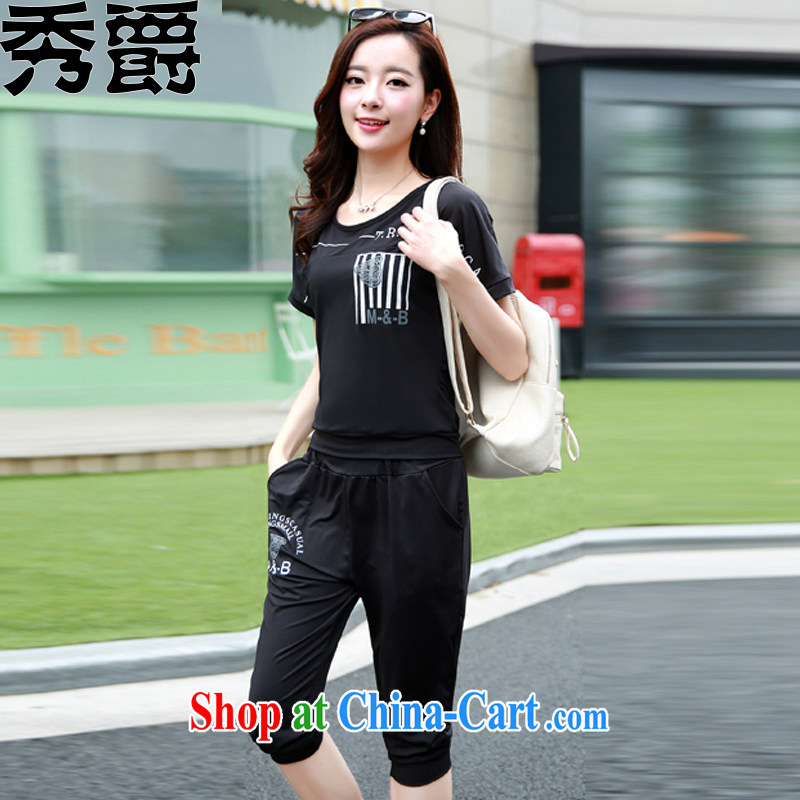 Lord show 2015 summer new, larger female leisure short-sleeve two-piece Sport Kit 6048 2023 black XXXL recommendations 145 jack - 170 jack, Su-Lord Ashdown, and shopping on the Internet