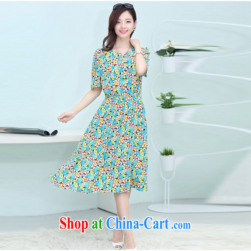 The Ju-Yee Nga new summer the Code women's clothing Korean bohemian long skirt floral thick sister graphics thin 4 XL cotton dress YJ 73,382 Crown XXXXL, Yu Yee Nga, shopping on the Internet