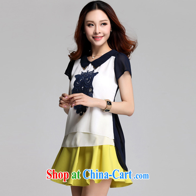 Corrupt love Korean summer staple Pearl owl decoration is not under the rules are loose the code female snow woven shirts T-shirt 3557 blue XXXL, loved (Tanai), shopping on the Internet