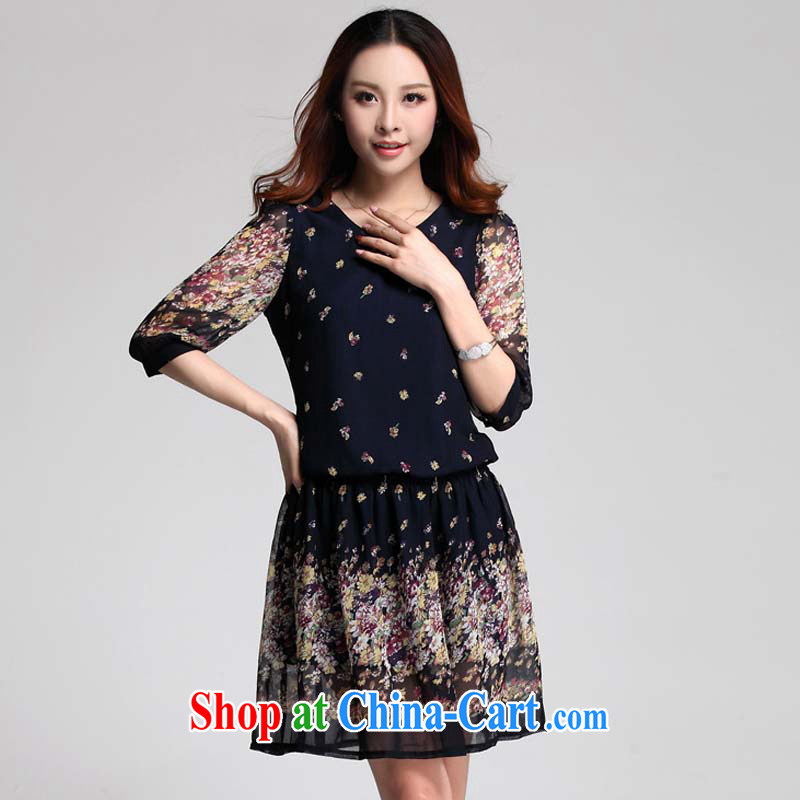 Loved summer new thick MM 5 cuffs elasticated waist larger female snow woven dresses 3550 black XXXXL, loved (Tanai), shopping on the Internet