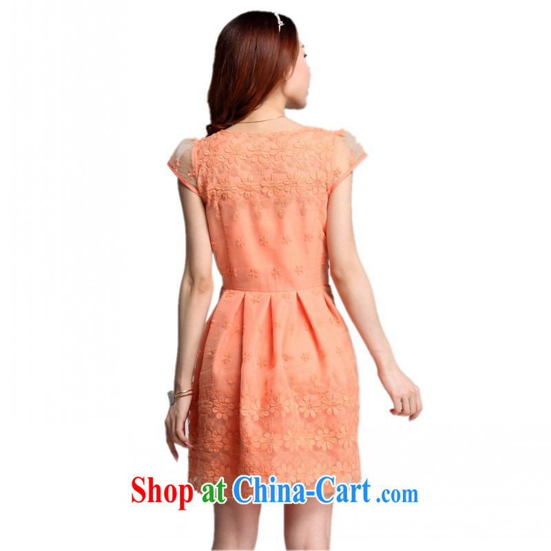 The delivery package as soon as possible by focusing on the MM high fashion ladies dress 2015 summer EURO standard root by the Stamp Duty short-sleeved small dress OL commuter skirt orange 3 XL approximately 155 - 165 jack, land is still the garment, shopping on the Internet