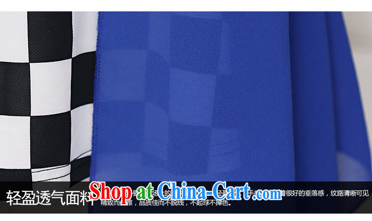 Speed T-shirt 2015 summer larger female summer leave of two piece black-and-white grid stitching Paridelles cuff, long, short-sleeved snow woven shirts T-shirt S 5185 blue XXXXL pictures, price, brand platters! Elections are good character, the national distribution, so why buy now enjoy more preferential! Health