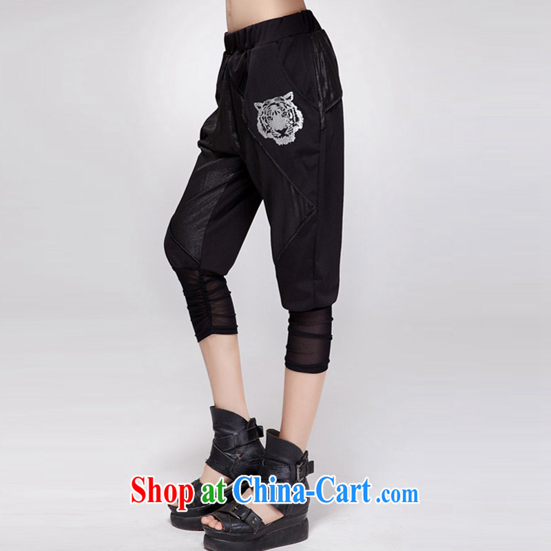 The Gore level in Europe and America, summer mm thick fat girl is the female casual relaxed waist in 7, female trousers black XXXL, the United States had evolved, and, shopping on the Internet