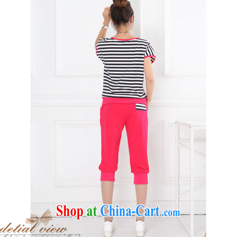 T-shirt as soon as possible by 2015, the female summer with pocket striped short-sleeved T shirts 7 pants pants in two-piece sport and leisure package S 3826 red XXXL, T-shirt, shopping on the Internet
