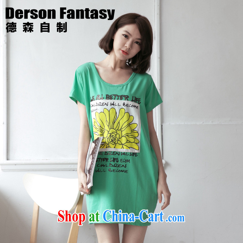 anderson, homemade Korean female sweet summer new 2014 loose short-sleeve girls T-shirt 2176 green 6 XL code