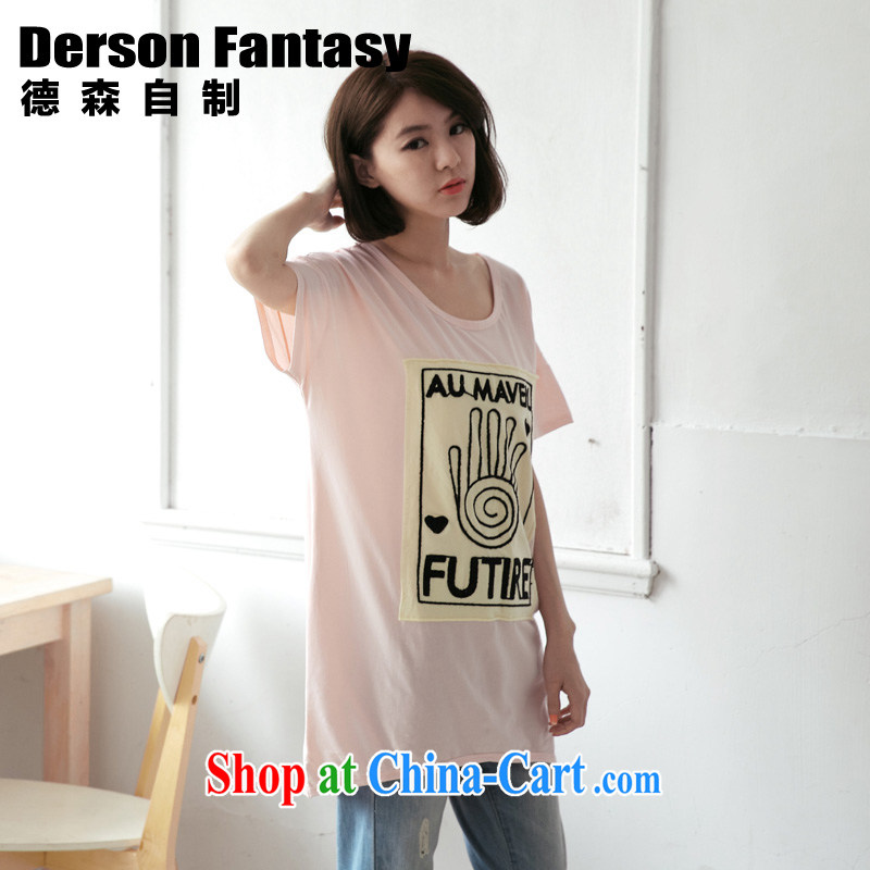 anderson, homemade Korean female sweet summer new 2014 loose short-sleeve girls T-shirt 2174 pink 6 XL code