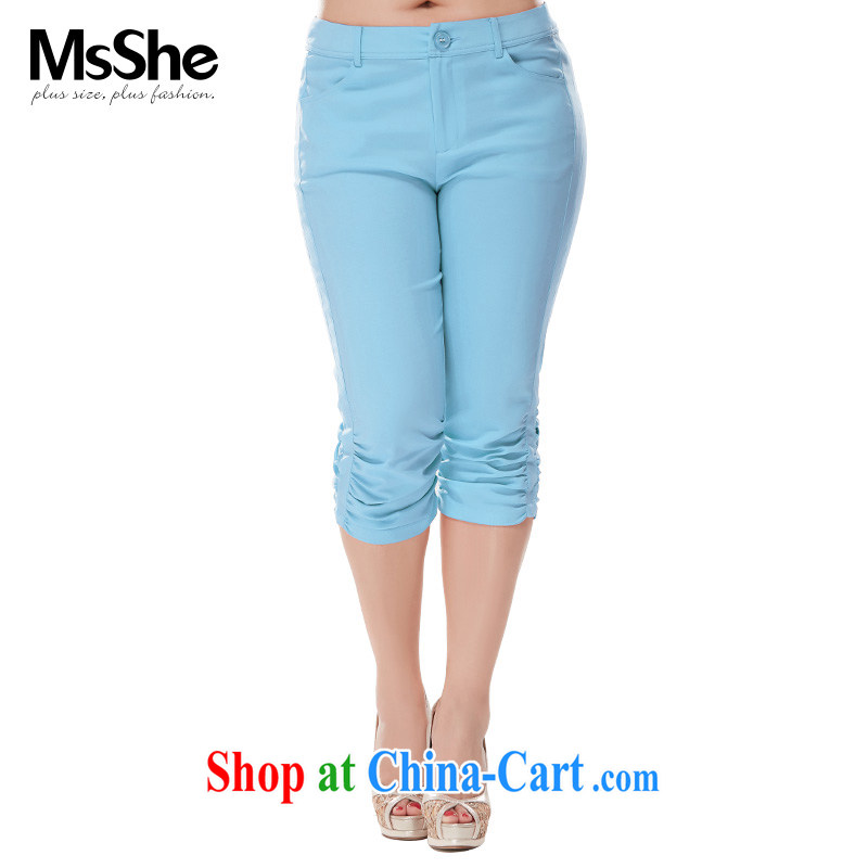 MsShe XL female 7 pants 2015 new thick mm video thin beauty cotton pants 6956 new the blue T 3