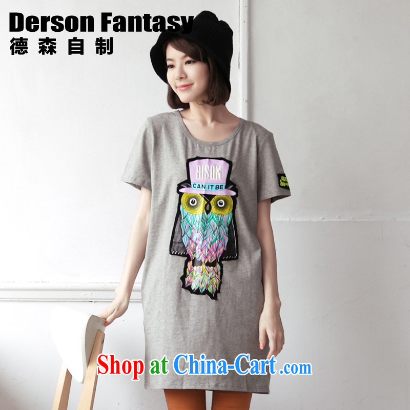 anderson, homemade Korean female sweet summer new 2014 loose short-sleeve girls T-shirt 2171 gray 5 XL code