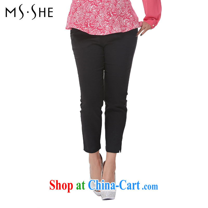MsShe XL ladies' 2015 summer new graphics thin beauty pants Solid Color 9 pants 7359 black T 2