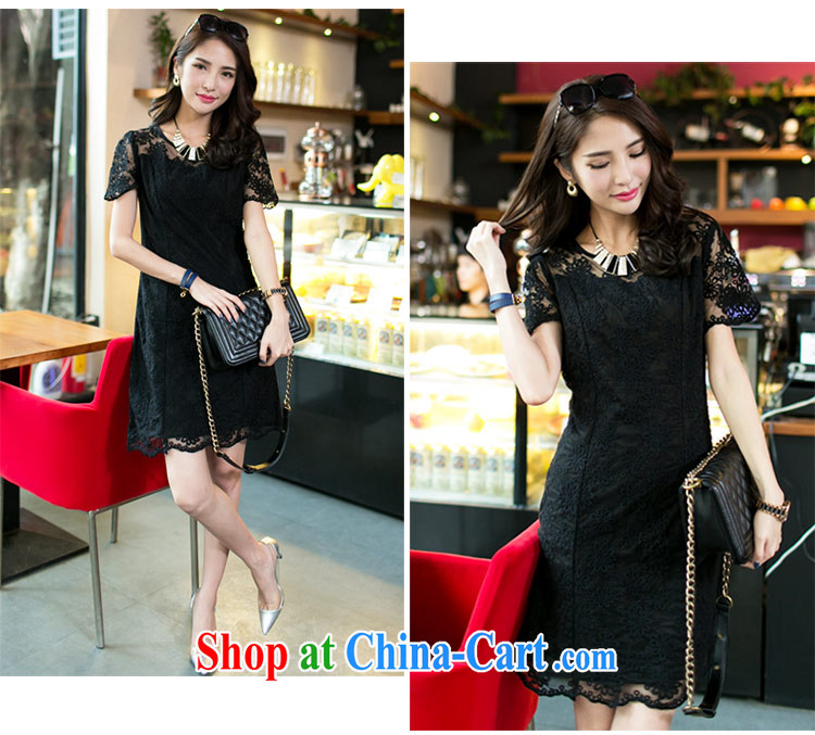 The honey beauty larger women thick MM Korean new summer beauty aura video thin short-sleeved lace dresses women 8558 black XXXL pictures, price, brand platters! Elections are good character, the national distribution, so why buy now enjoy more preferential! Health