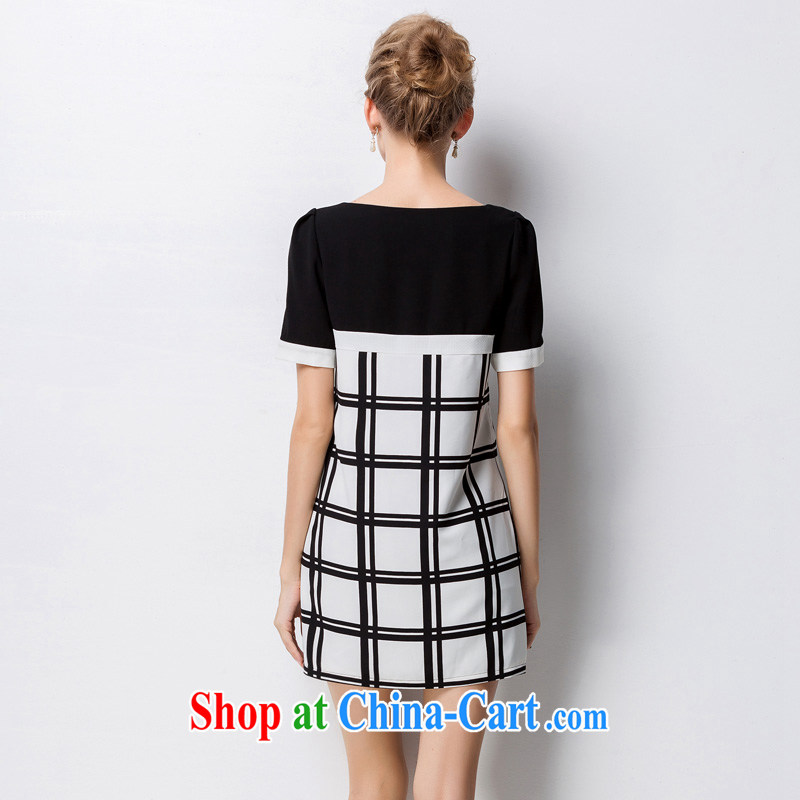 The silk, honey XL girls thick MM summer wear black-and-white checkered tile beauty style dress ZZ 1335 black XXL (132 jack - 145 jack wear), the population, honey, and shopping on the Internet