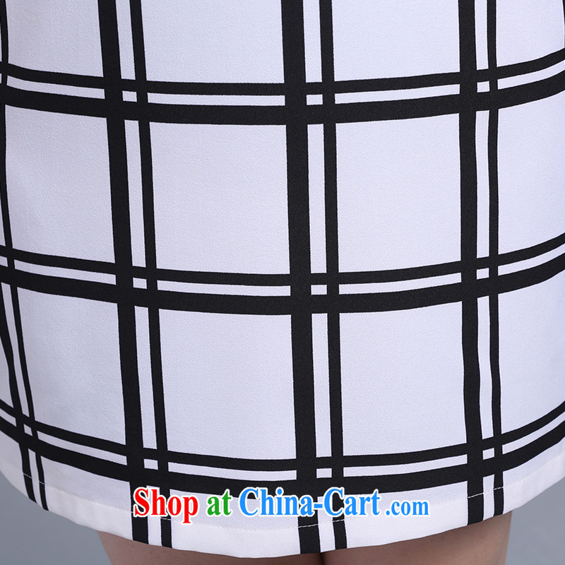 The silk, honey XL girls thick MM summer wear black-and-white checkered tile beauty style dress ZZ 1335 black XXL (132 jack - 145 jack wear), the population, honey, and shopping on the Internet
