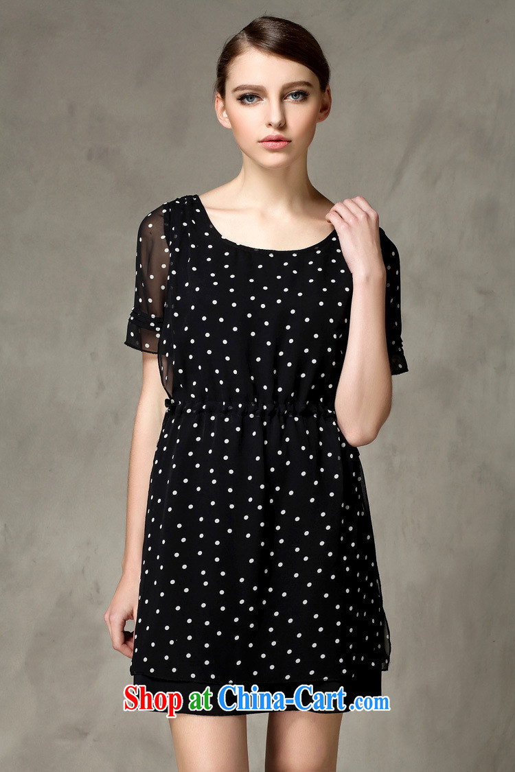 The silk, honey and ventricular hypertrophy, female fat MM summer round-neck collar wave point loose snow woven dresses ZZ 1209 black 3 XL (145 jack - 165 Jack through) pictures, price, brand platters! Elections are good character, the national distribution, so why buy now enjoy more preferential! Health