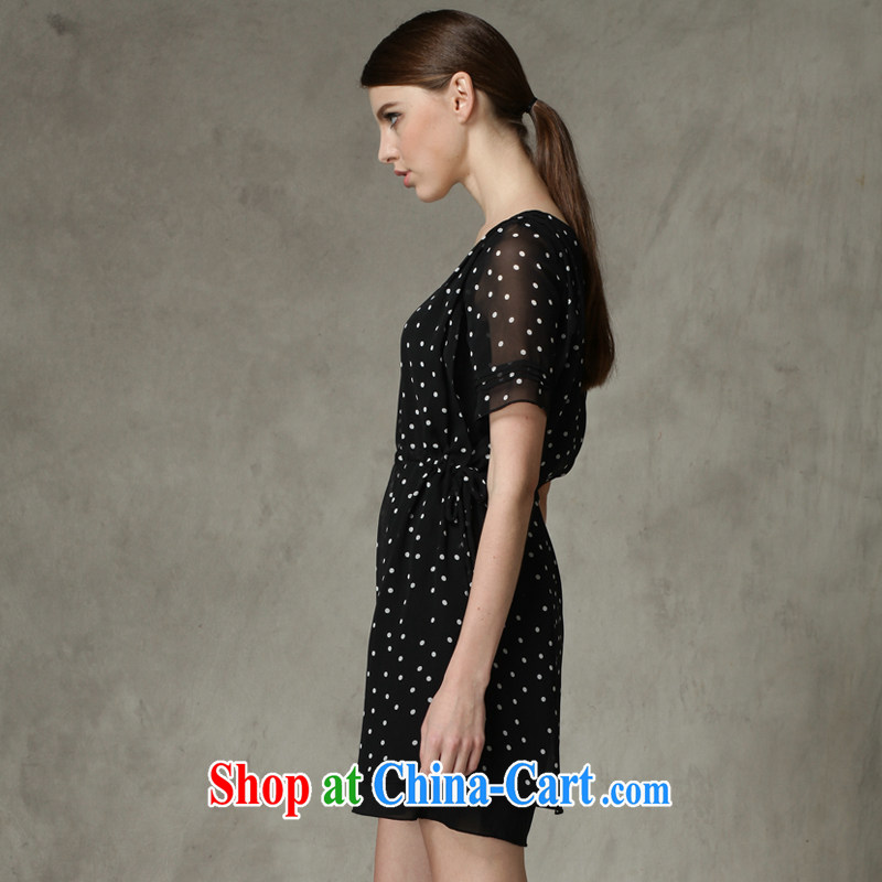 The silk, honey and ventricular hypertrophy, female fat MM summer round-collar wave point loose snow-woven dresses ZZ 1209 black 3 XL (145 jack - 165 Jack through) to the population, honey, and shopping on the Internet