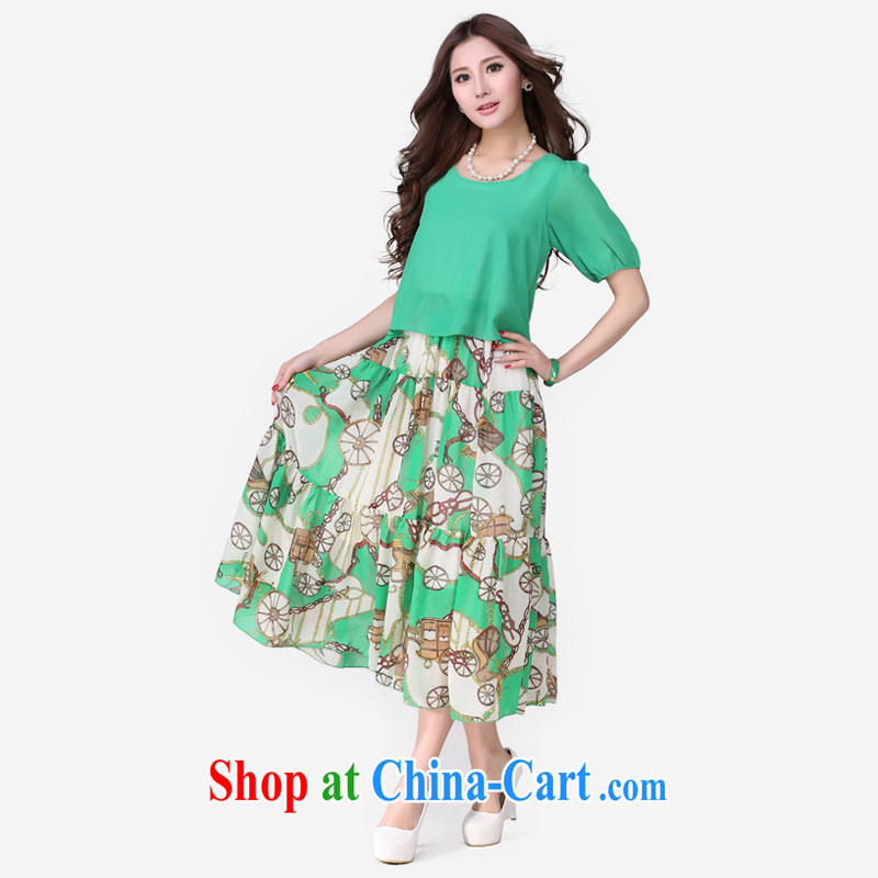 Constitution, the city is increasing, women 2015 new spring loaded thick mm Bohemia knocked color resort long skirt stitching snow woven romantic relaxing floral dresses green 4 XL 155 - 170 jack, constitution, Jacob (QIANYAZI), online shopping