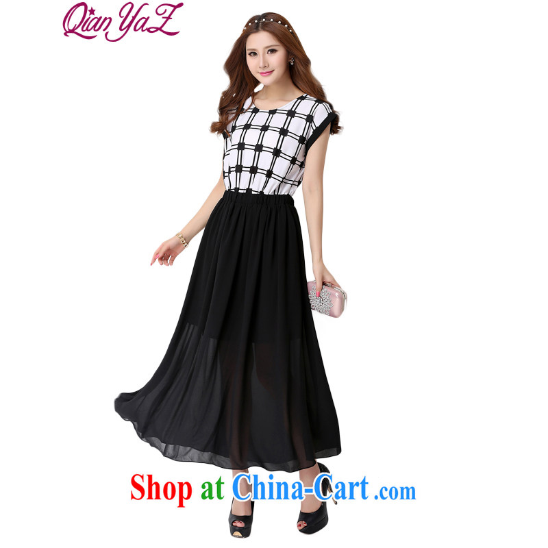 Constitution, colorful XL dresses and stylish plaid geometric block classic long skirt 2015 mm thick Autumn with bat sleeves waist-video tall elegant dresses black 5 XL 185 - 200 jack