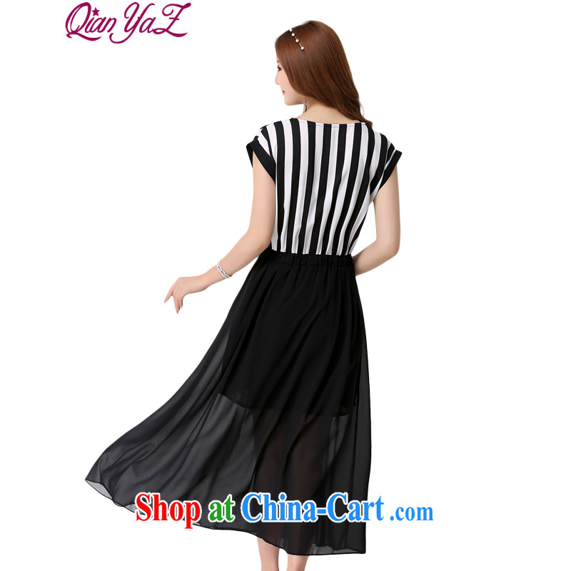 Constitution, colorful XL long skirt black-and-white classic stripes in Europe and the dresses 2015 summer thick sister snow woven stitching softness stylish and elegant beauty dress black 5 XL 190 - 210 jack, constitution, Jacob (QIANYAZI), online shopping