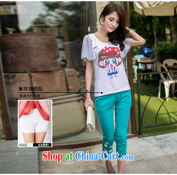 The honey beauty summer mm thick larger female sweet lovely stamp stretch cotton Summer Snow woven cuff T shirt T-shirt woman 9106 white XL pictures, price, brand platters! Elections are good character, the national distribution, so why buy now enjoy more preferential! Health