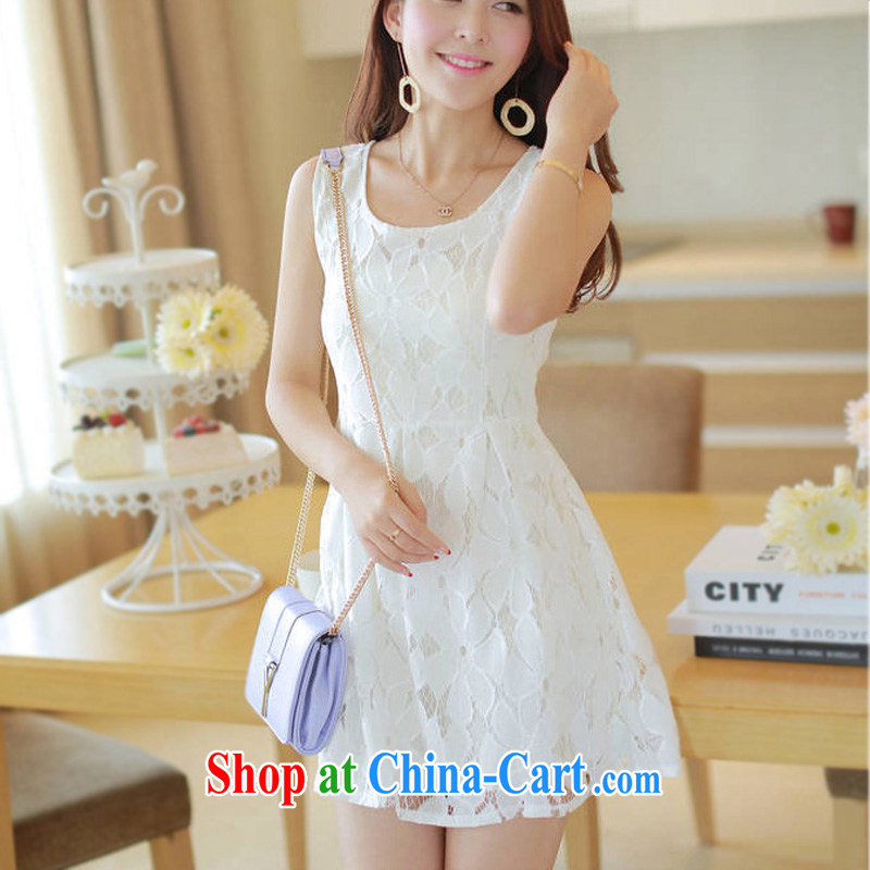 Surplus may 2014 summer new, larger ladies dress lace stitching and stylish vest skirt XL thick sister sleeveless video thin dresses xxxxl white XXXL - manufacturers have been made