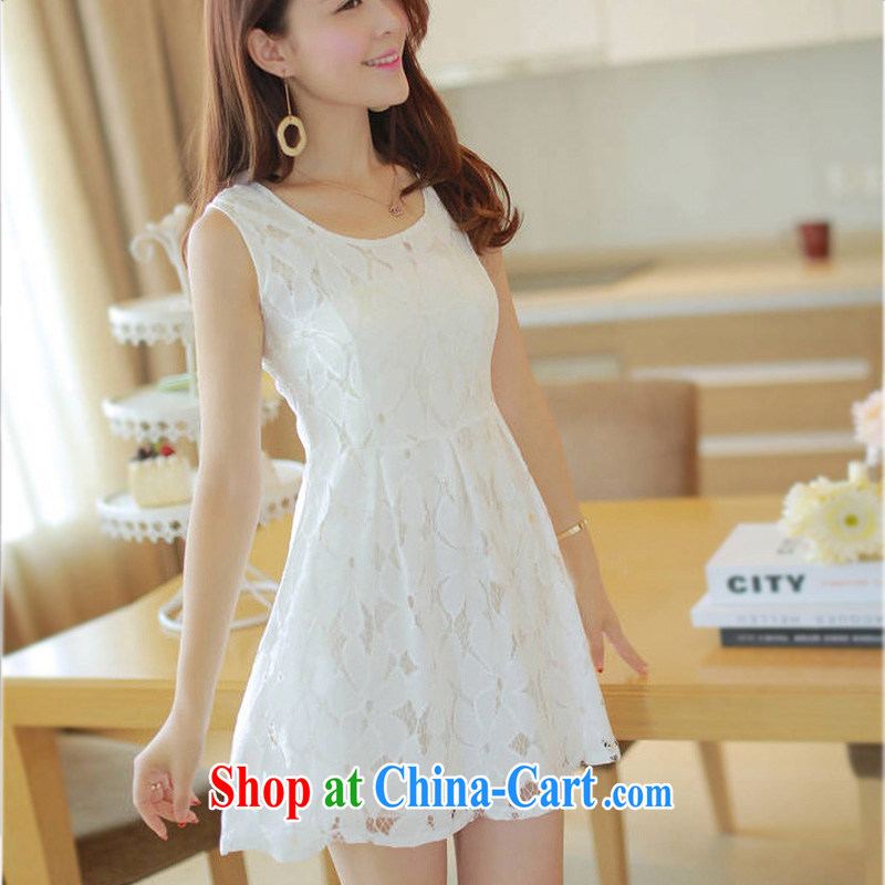Surplus may 2014 summer new, larger ladies dress lace stitching and stylish vest skirt XL thick sister sleeveless video thin dresses xxxxl white XXXL - factory direct, surplus, and shopping on the Internet