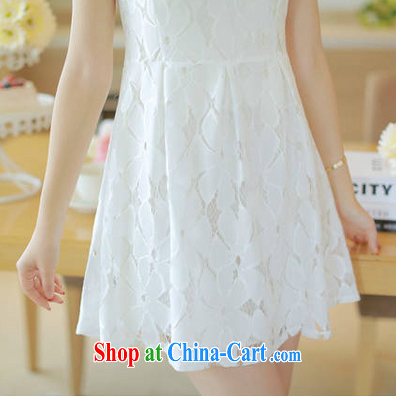 Surplus may 2014 summer new, larger ladies dress lace stitching and stylish vest skirt XL thick sister sleeveless video thin dresses xxxxl white XXXL - factory direct, surplus, and shopping on the Internet