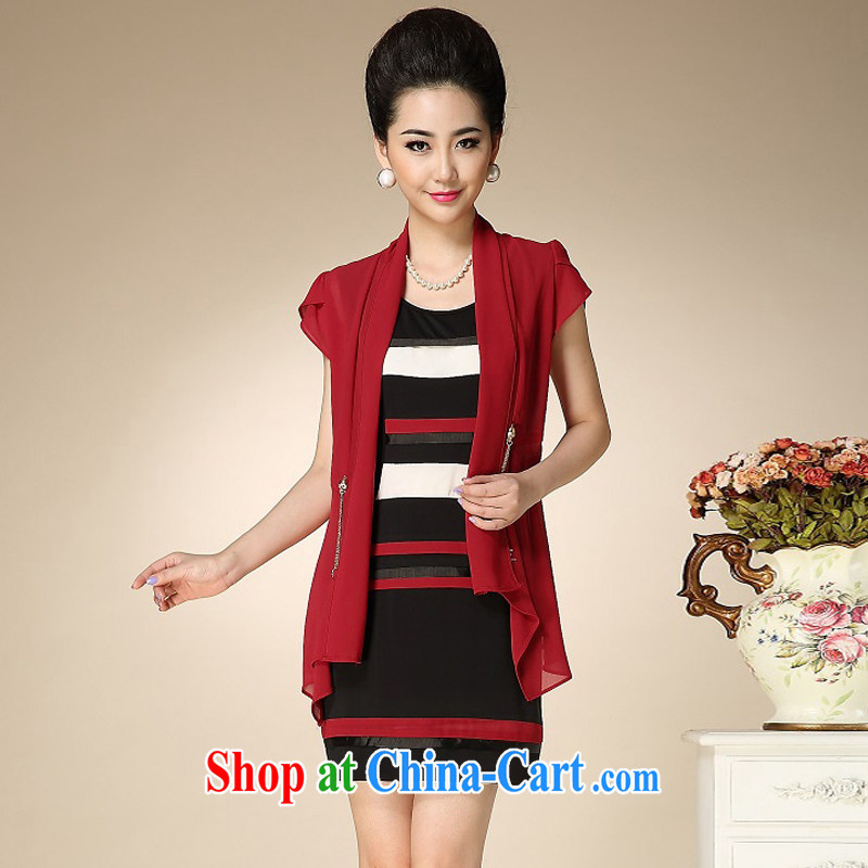 The Payment Card in accordance with our 2014 girls summer mom with dress middle-aged short-sleeved beauty graphics thin two-piece Mount Snow woven skirt 1369 red XXXXL, pixel (kasuyi), shopping on the Internet