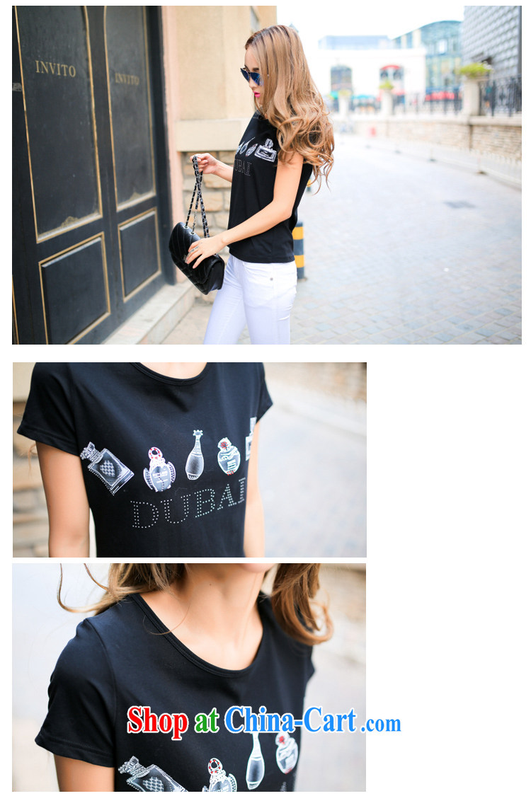 Solabe/the Addis Ababa new summer Korean female short-sleeve shirt T female beauty graphics thin large, cotton T-shirt stretch T pension 617 black 3 XL pictures, price, brand platters! Elections are good character, the national distribution, so why buy now enjoy more preferential! Health
