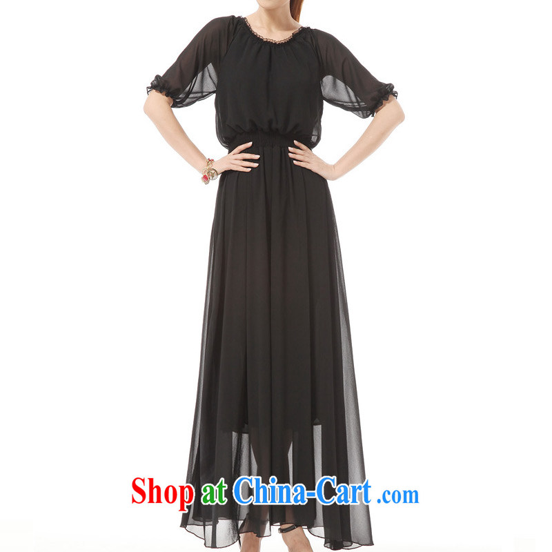 Surplus may 2014 summer new, larger female long skirt snow woven dresses thick sister graphics thin softness fairy skirt xxxxl black XXXXXL - tailored to surplus, and, shopping on the Internet