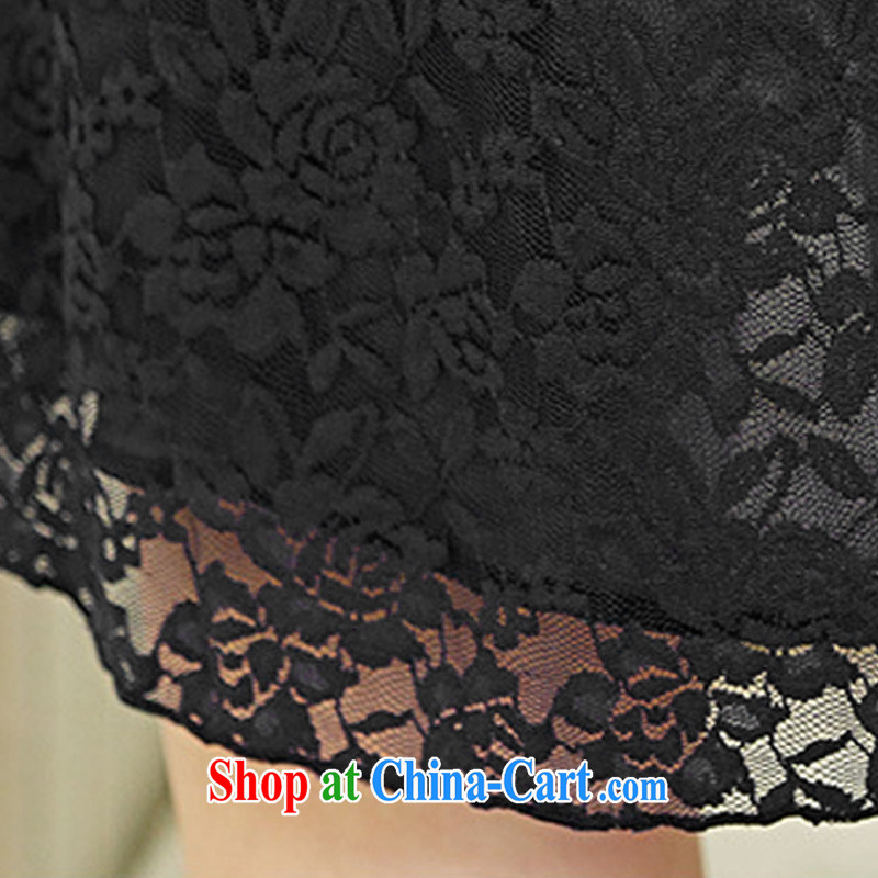 surplus to thick mm summer 2014 the code dress dress loose lace dresses short sleeve XL Black-out meat and solid skirt xxxxl Black Other sizes please contact customer service, profit, and shopping on the Internet