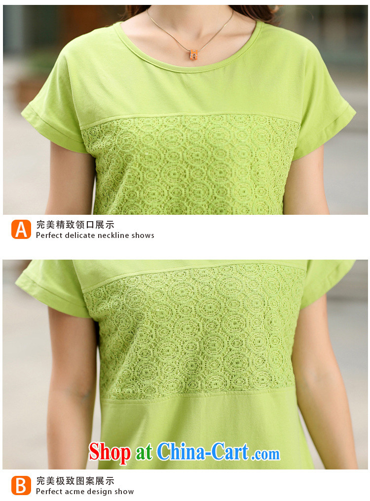 Speed T-shirt 2015 summer larger women Lace Embroidery stitching thick MM bat sleeves, long, short-sleeved cotton shirt T S 7046 green XXXXL pictures, price, brand platters! Elections are good character, the national distribution, so why buy now enjoy more preferential! Health