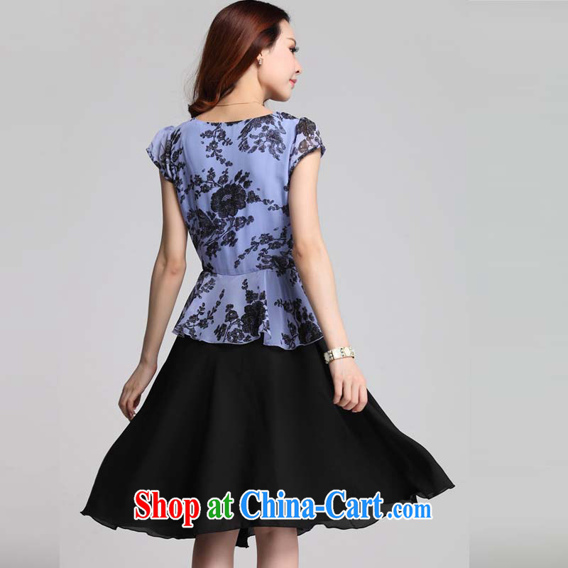 Loved new summer stitching snow woven leave two thick mm larger women dress 3553 blue XXXXL, loved (Tanai), and, on-line shopping