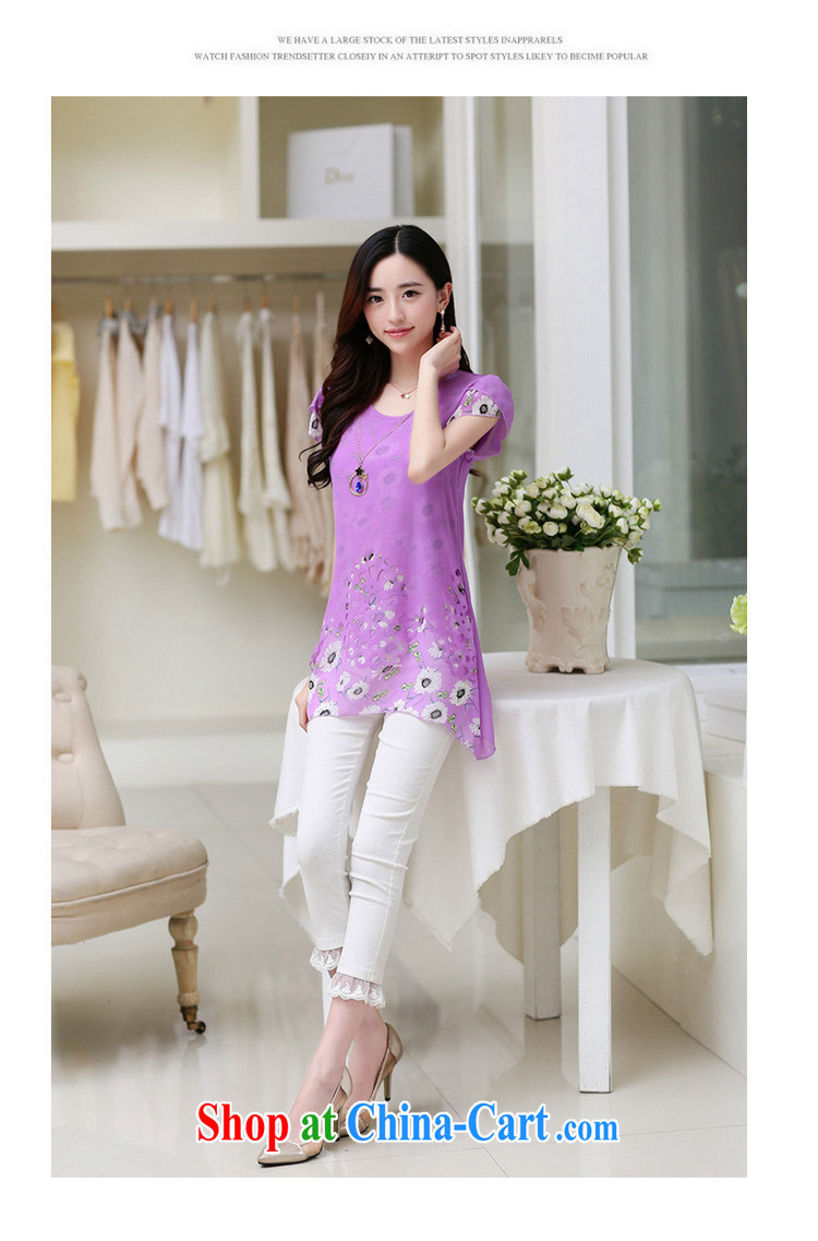 Louis 7 horses, summer 2015 Korean version of the greater code female summer relaxed and stylish girl summer short-sleeved snow woven shirts <a necklace of 980 B purple XXXL pictures, price, brand platters! Elections are good character, the national distribution, so why buy now enjoy more preferential! Health