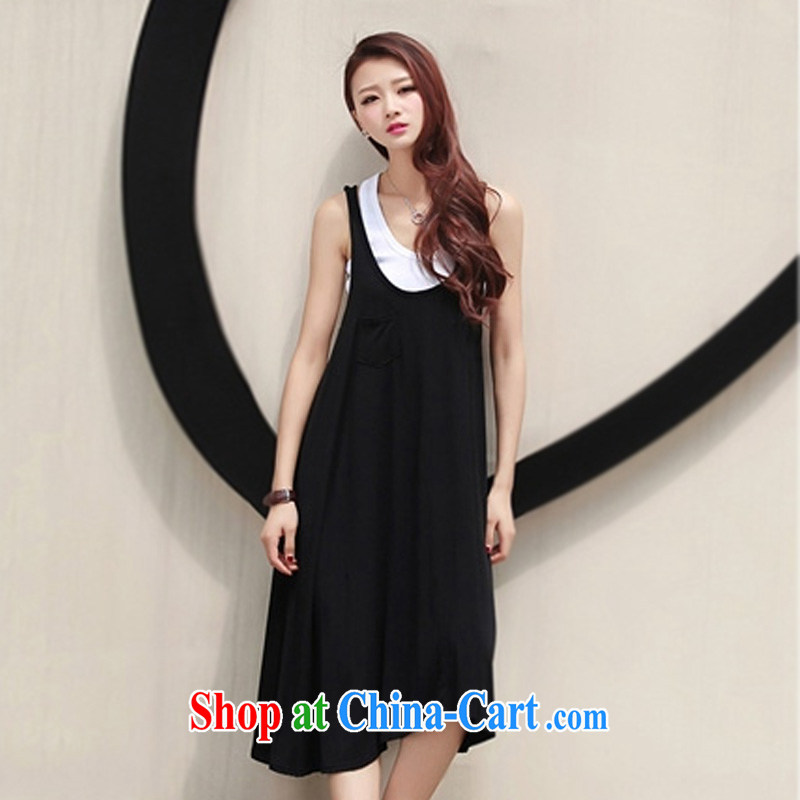 Surplus may 2014 summer the Code women mm thick pure cotton vest + Mok, dresses long skirt two piece Korean pregnant women with pregnancy summer black XXXXXL - tailored