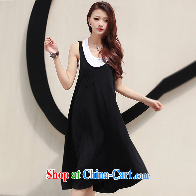 Surplus may 2014 summer is the girl with thick mm cotton vest + Mok, dresses skirts two-piece Korean pregnant women with pregnancy summer black XXXXXL - tailored to surplus, and, shopping on the Internet