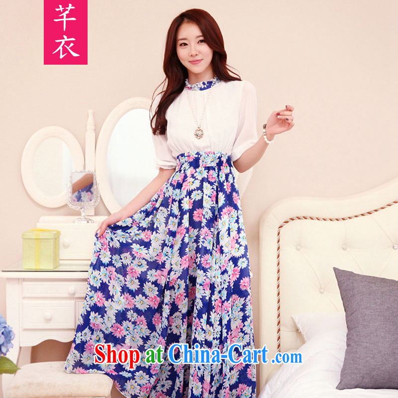 Constitution Yi XL women long skirt new 2015 the waist graphics thin floral bohemian beach skirts thick mm seaside resort snow skirt woven dresses blue 4 XL 160 - 175 jack, constitution, and, shopping on the Internet