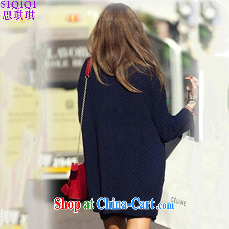 The Qi Qi 2015 spring new products in Europe and America, the Women in long, cultivating knitted shirts girls cardigan jacket ZZS 1058 dark blue 5 XL